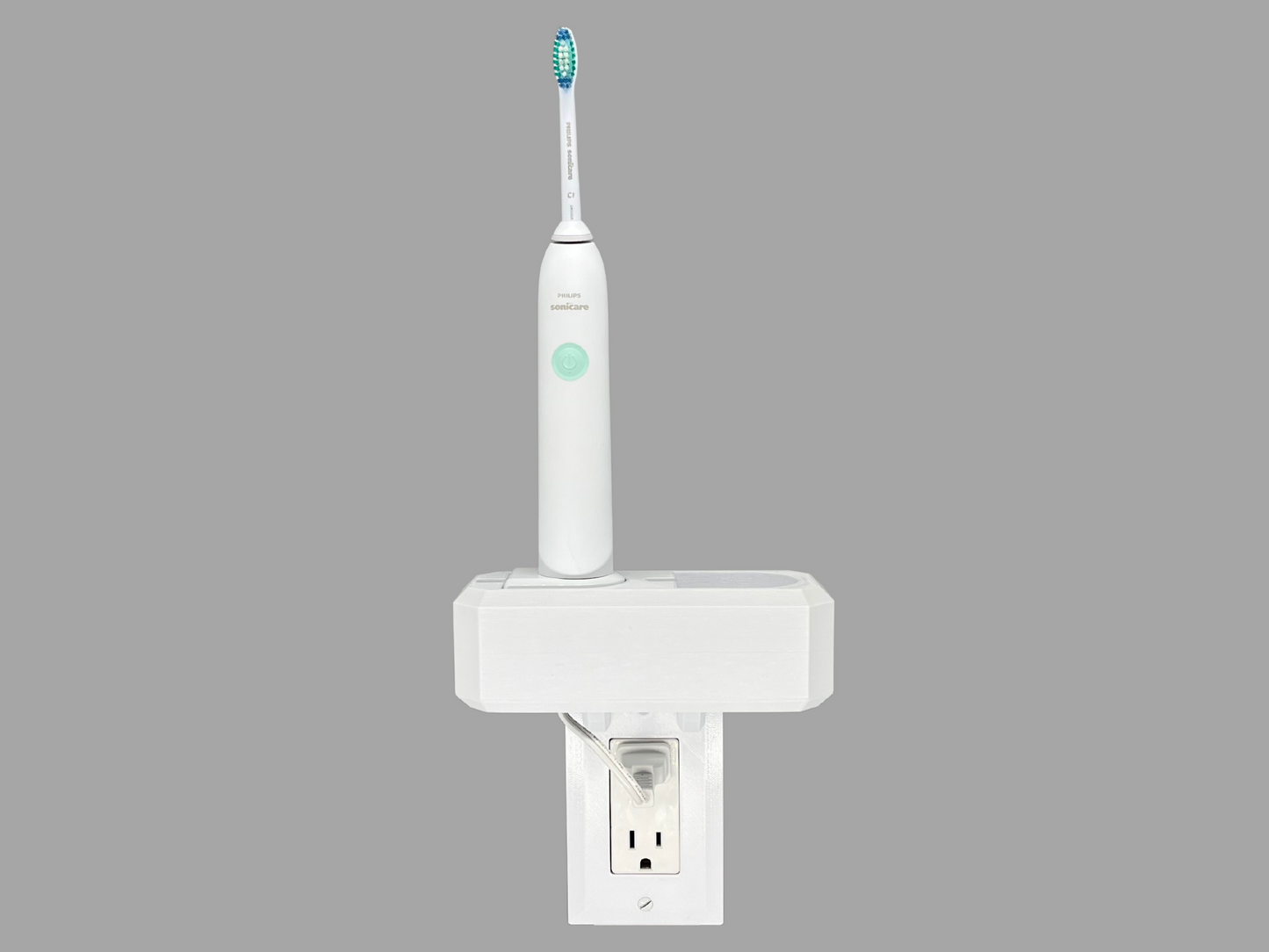 Electric toothbrush holder charger storage Oral-B Philips Sonicare Burst Diamondclean Essence iO6 iO7 iO8 iO9 Wall Outlet Mount Bathroom Cord Organizer Declutter