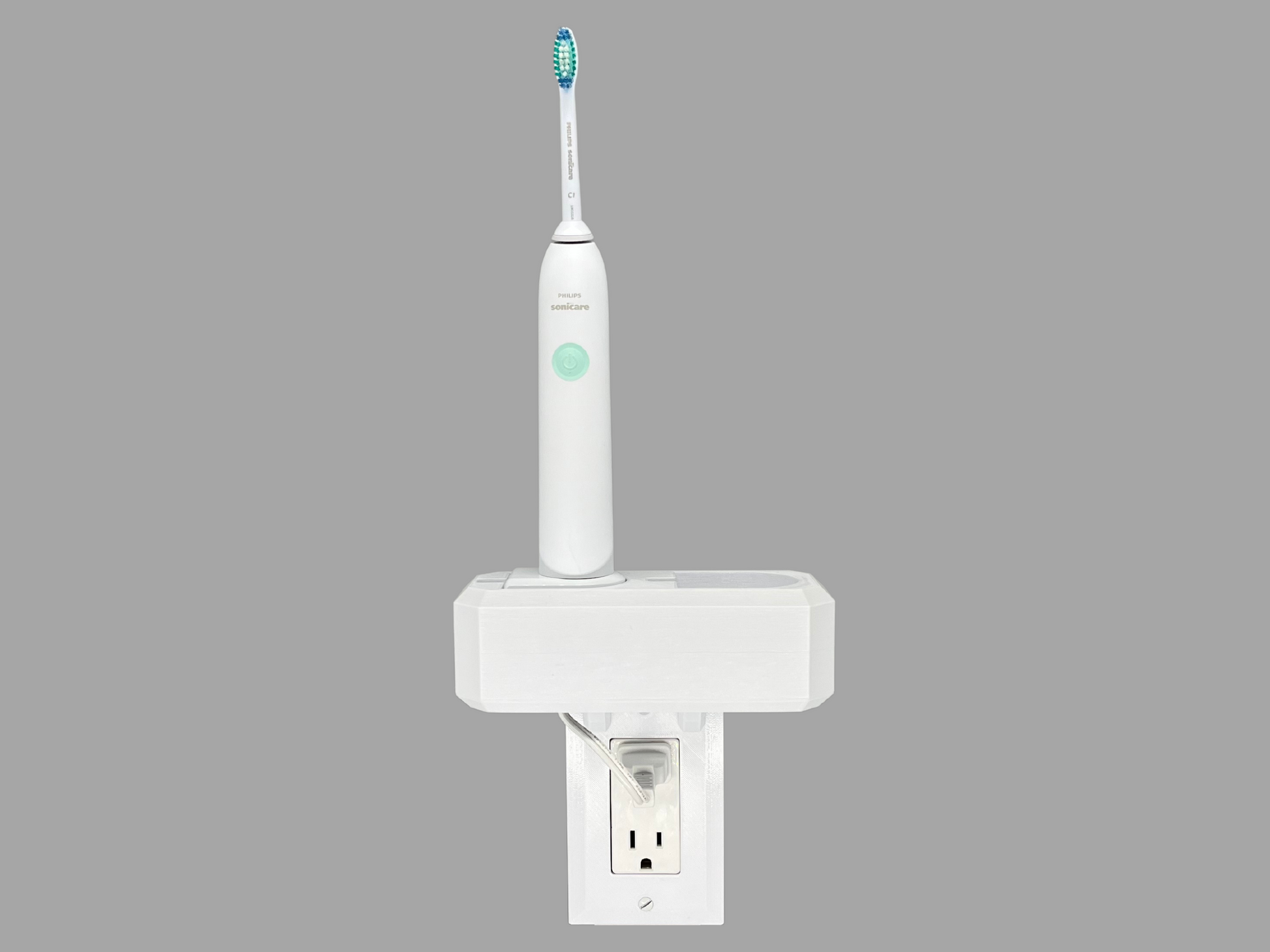 Electric toothbrush holder charger storage Oral-B Philips Sonicare Burst Diamondclean Essence iO6 iO7 iO8 iO9 Wall Outlet Mount Bathroom Cord Organizer Declutter