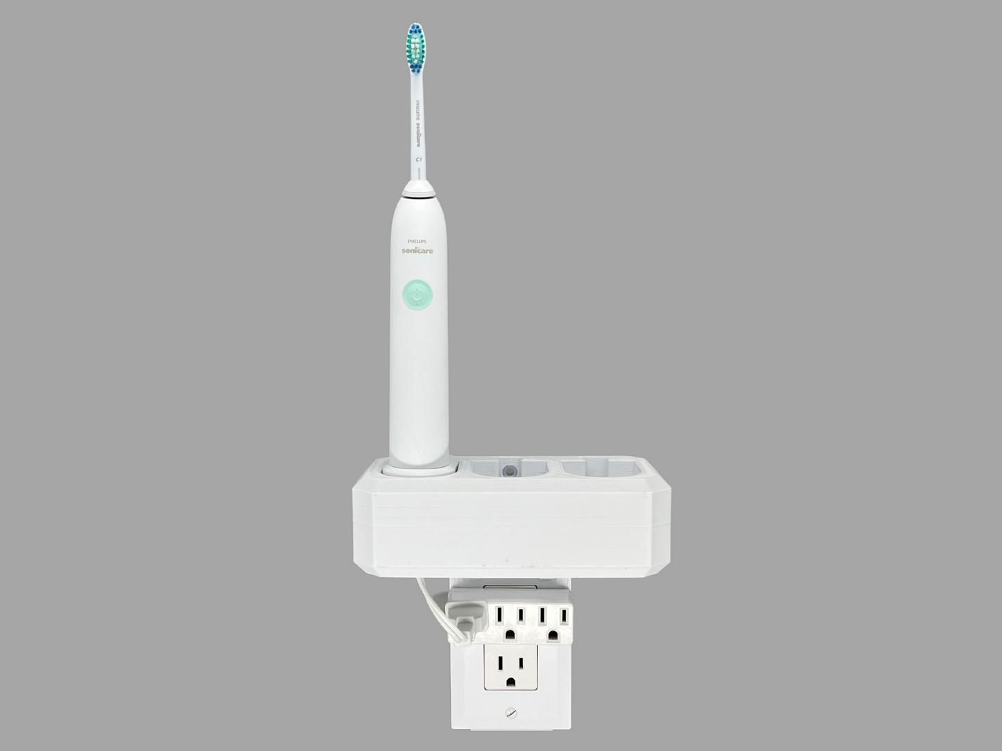 Electric toothbrush holder charger storage Oral-B Philips Sonicare Burst Diamondclean Essence iO6 iO7 iO8 iO9 Wall Outlet Mount Bathroom Cord Organizer Declutter