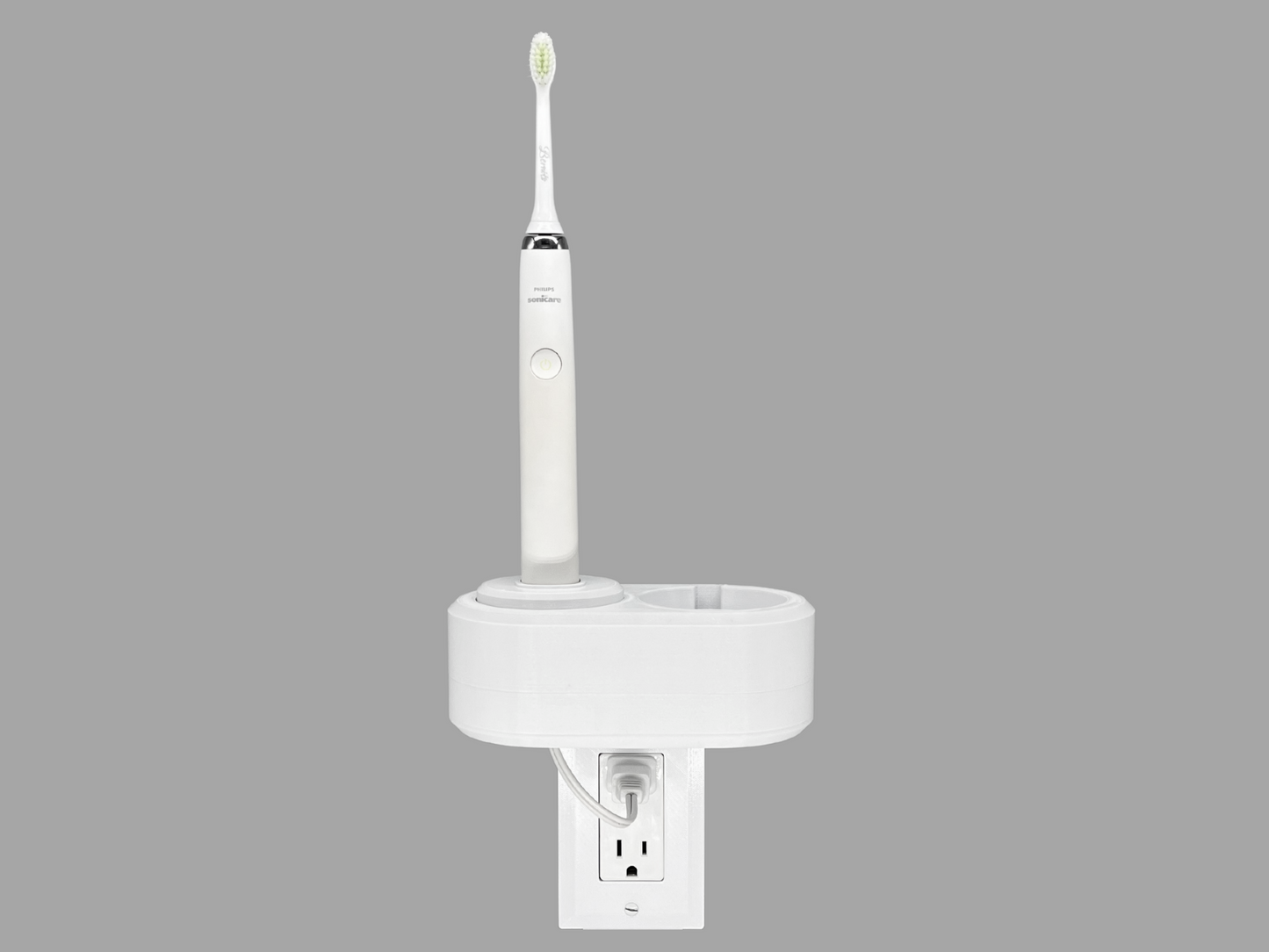 Electric toothbrush holder charger storage Oral-B Philips Sonicare Burst Diamondclean Essence iO6 iO7 iO8 iO9 Wall Outlet Mount Bathroom Cord Organizer Declutter