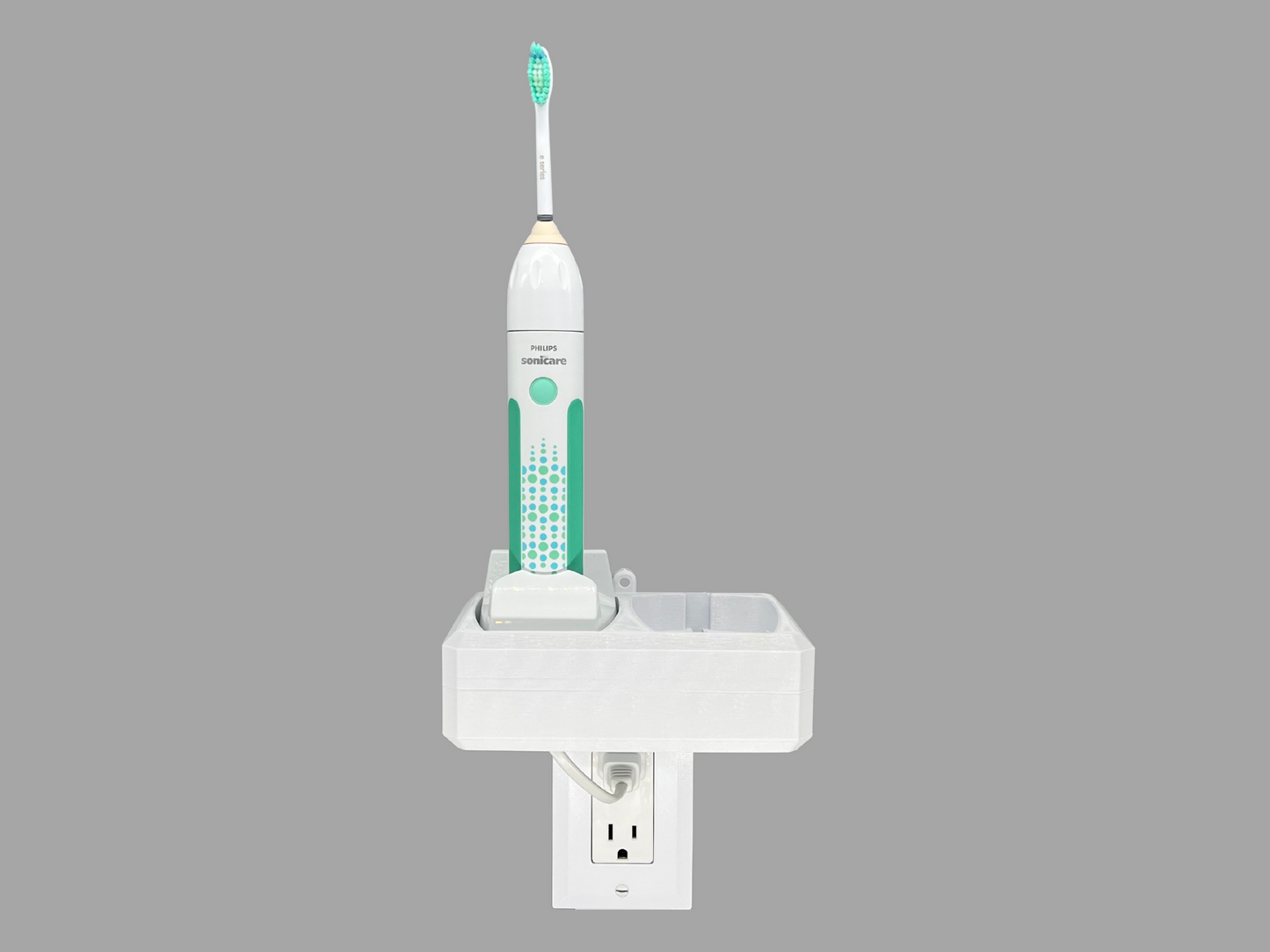 Electric toothbrush holder charger storage Oral-B Philips Sonicare Burst Diamondclean Essence iO6 iO7 iO8 iO9 Wall Outlet Mount Bathroom Cord Organizer Declutter