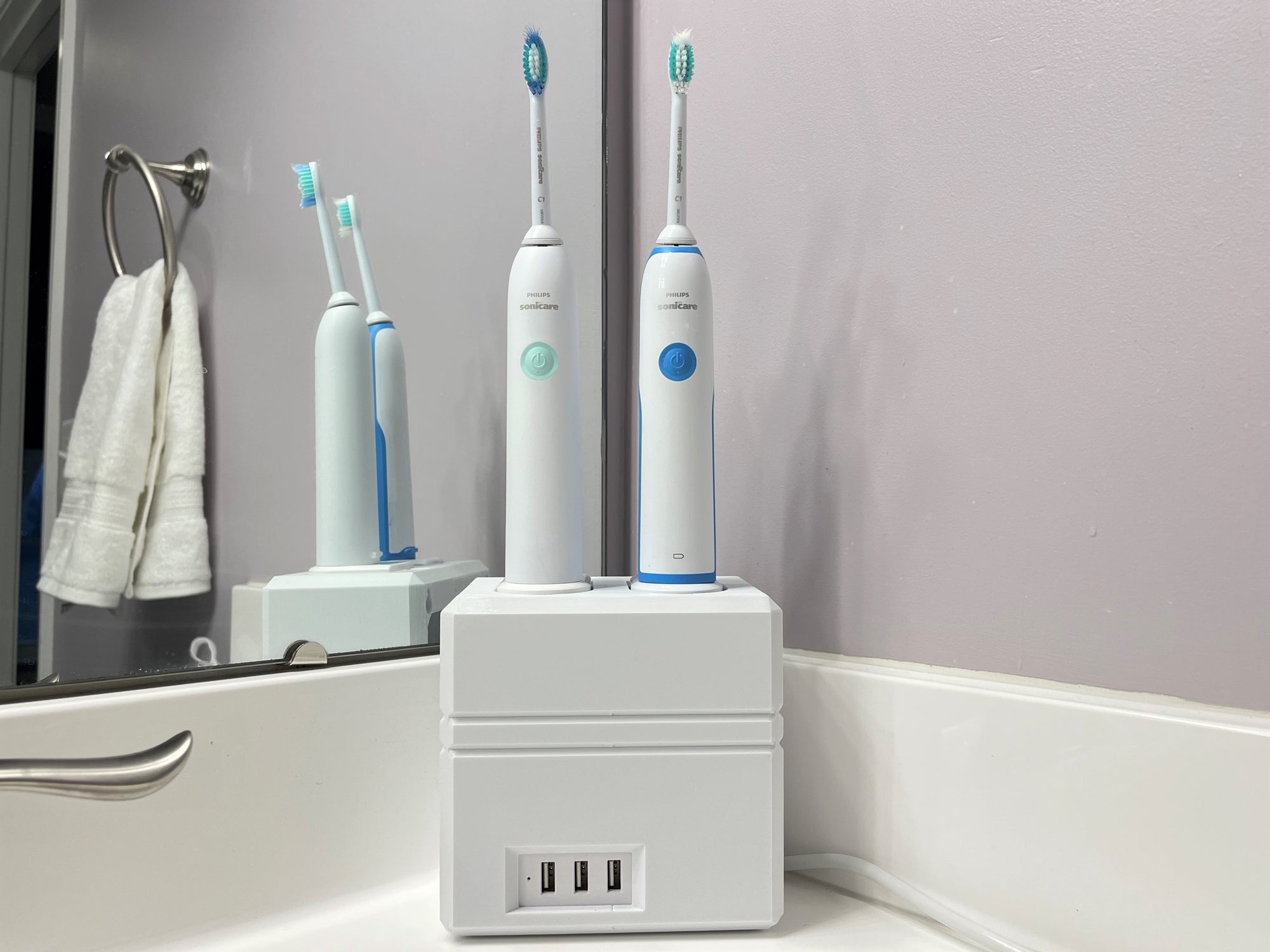 Hoyt Design Electric Toothbrush Holders. Wall mount and countertop