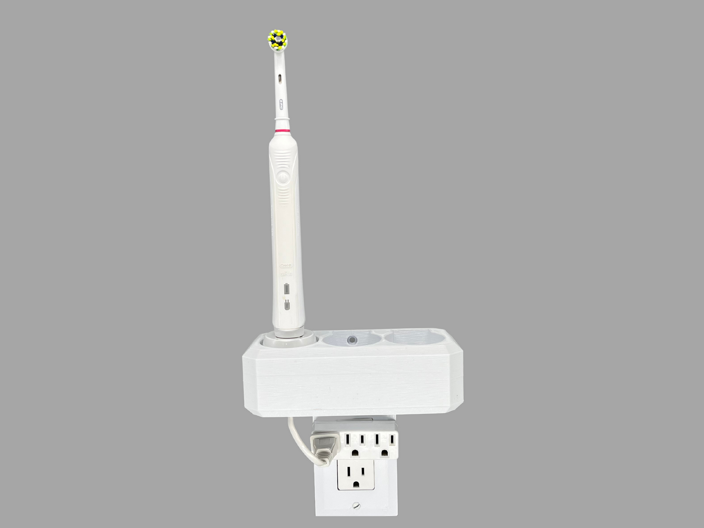 Electric toothbrush holder charger storage Oral-B Philips Sonicare Burst Diamondclean Essence iO6 iO7 iO8 iO9 Wall Outlet Mount Bathroom Cord Organizer Declutter